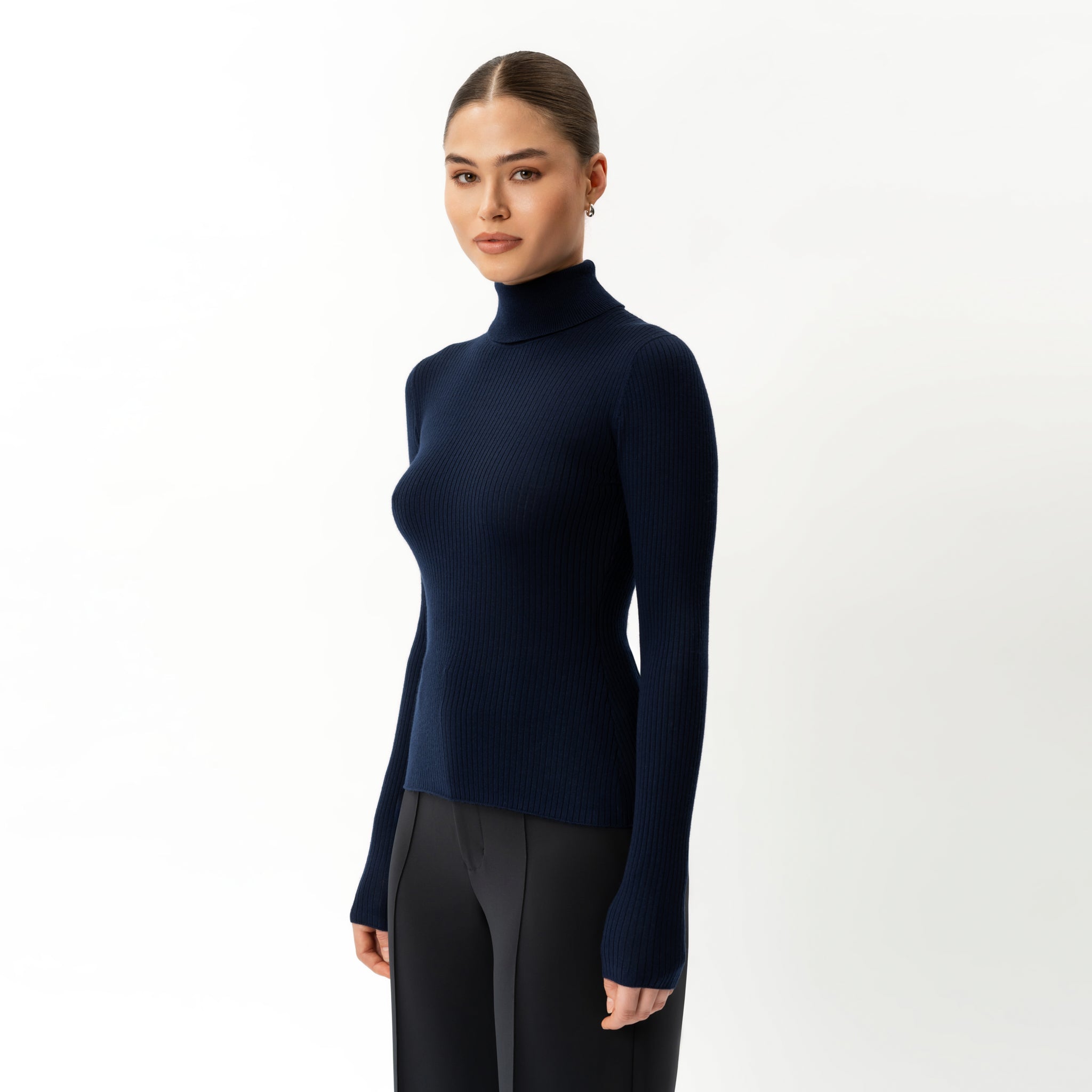 Merino Wool Ribbed Turtleneck - Ninepine