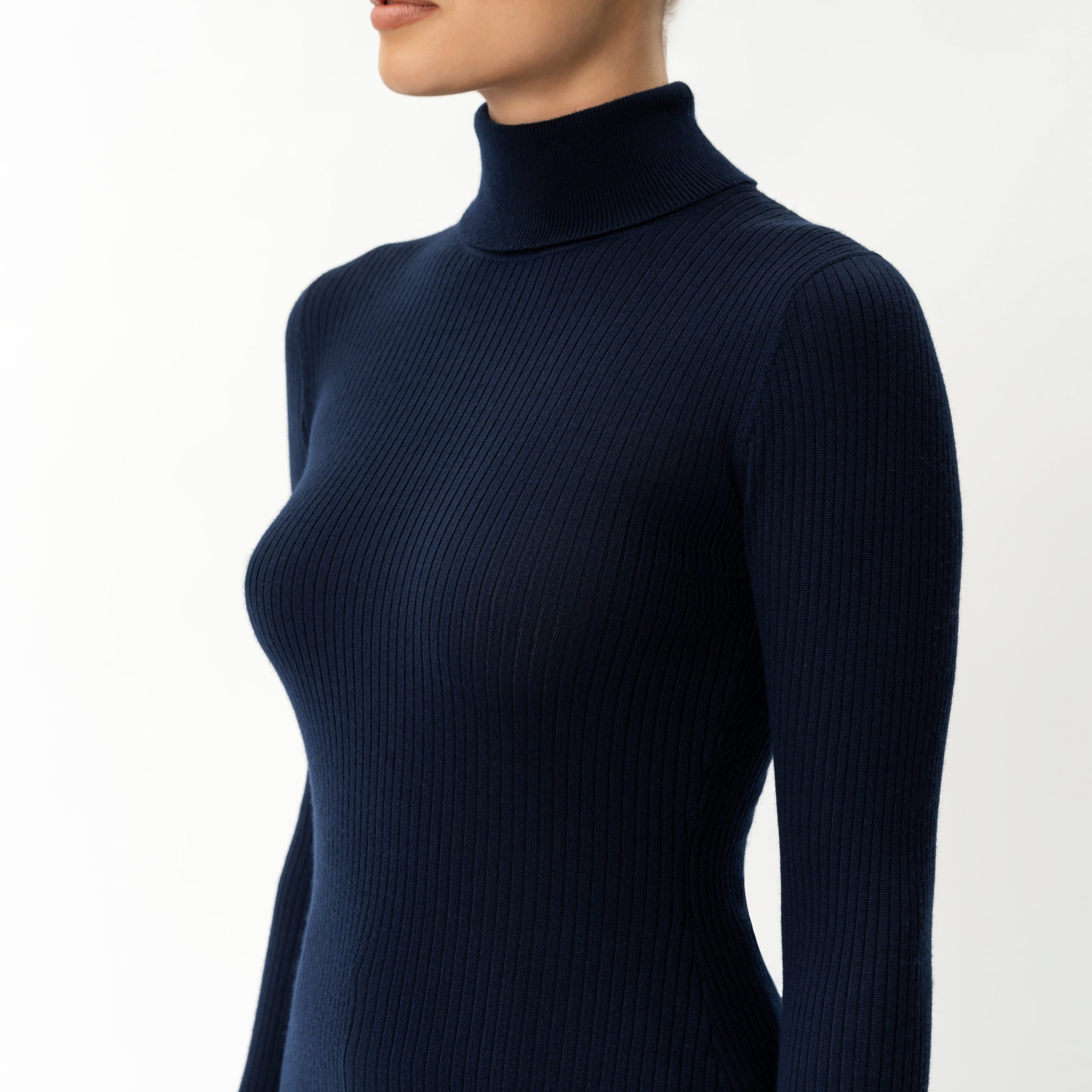 Merino Wool Ribbed Turtleneck - Ninepine