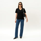 Fitted V-neck Pima T-shirt - Ninepine