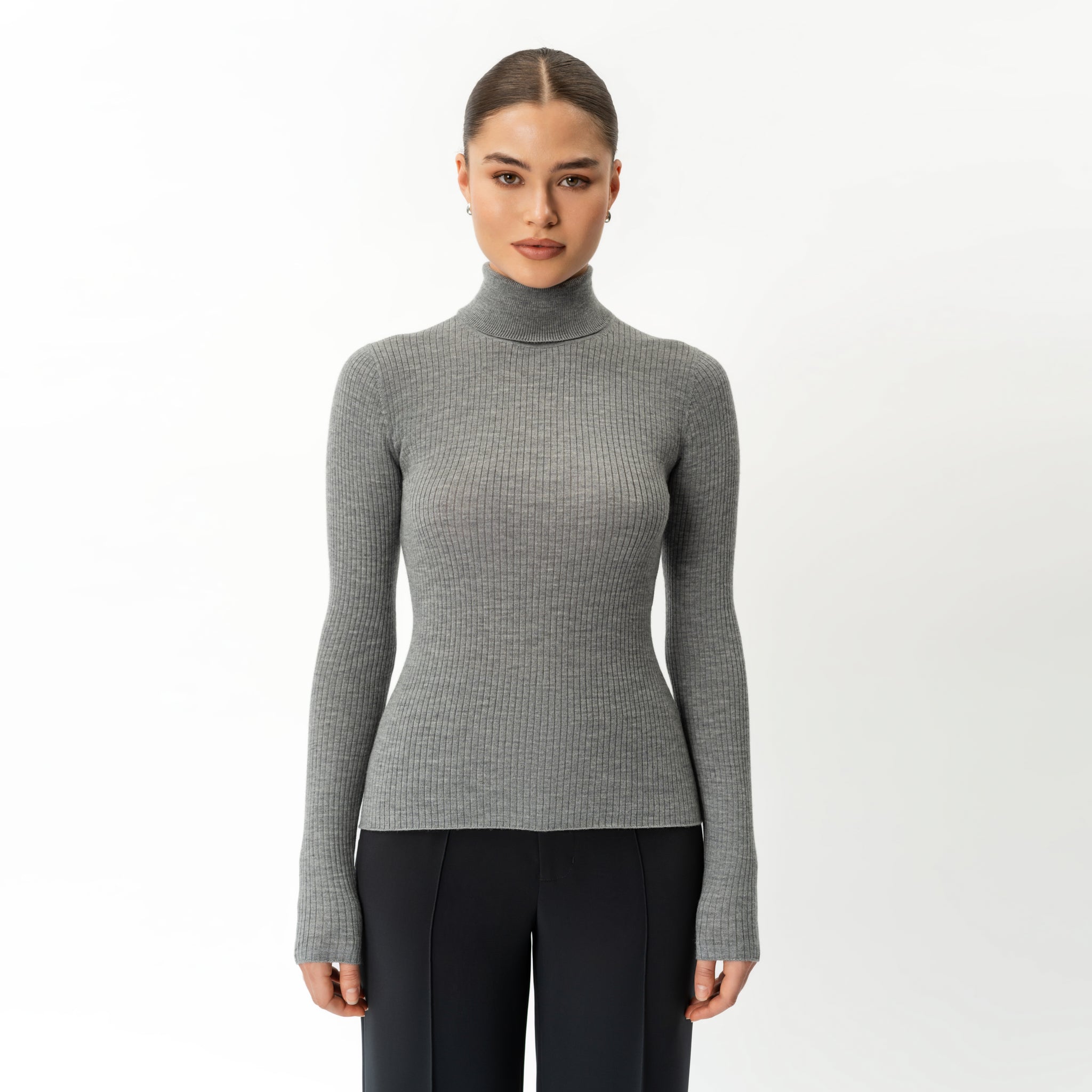 Merino Wool Ribbed Turtleneck - Ninepine