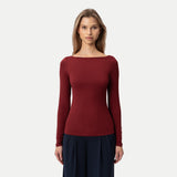 Soft Boatneck Long-sleeve Burgundy